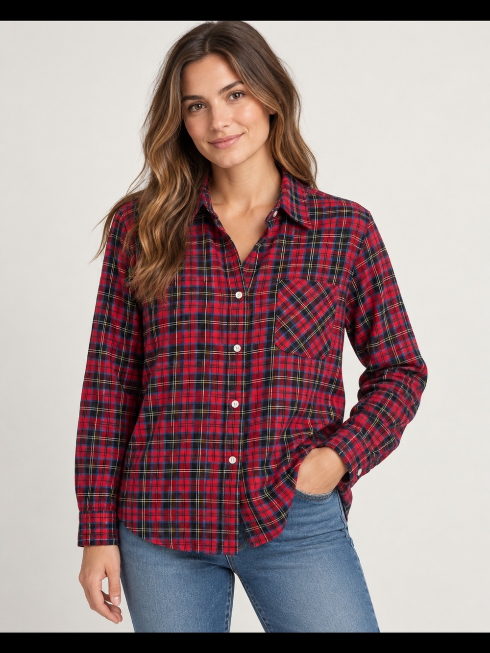 Activa Sports Inc XL Red Plaid Button Down Shirt Cotton Blend Long Sleeve Fall